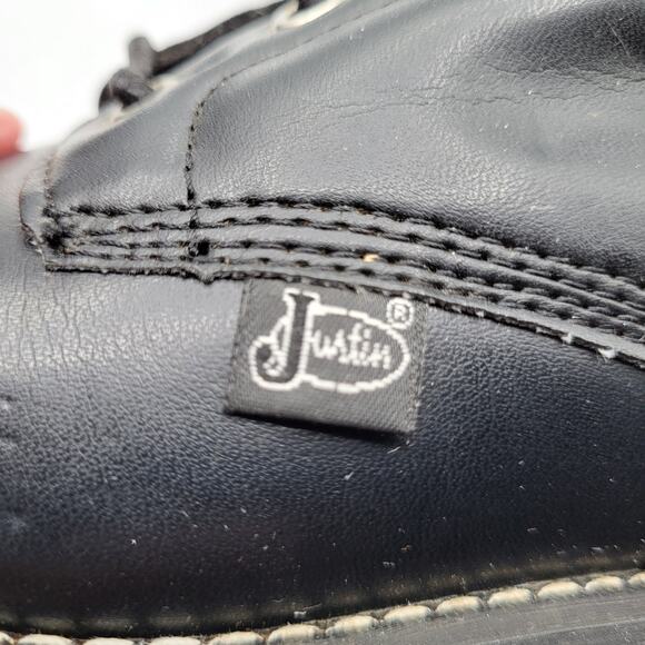 Justin Basic Black Leather Lace Up Boots JBL400 Size 7.5B Punk Grunge Streetwear - Picture 9 of 12
